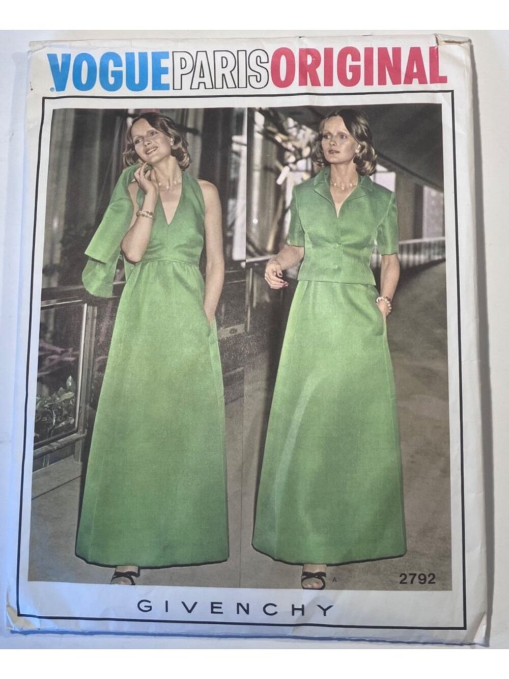 70s Vogue 2792 Givenchy Paris Original Pattern Halter Dress Jacket Sz 12 B34 FF